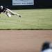 Saline senior center fielder Gage Hammond dives for a ball and misses during a game against Pioneer on Monday, May 20. Saline won 19-2,  8-3. Daniel Brenner I AnnArbor.com 